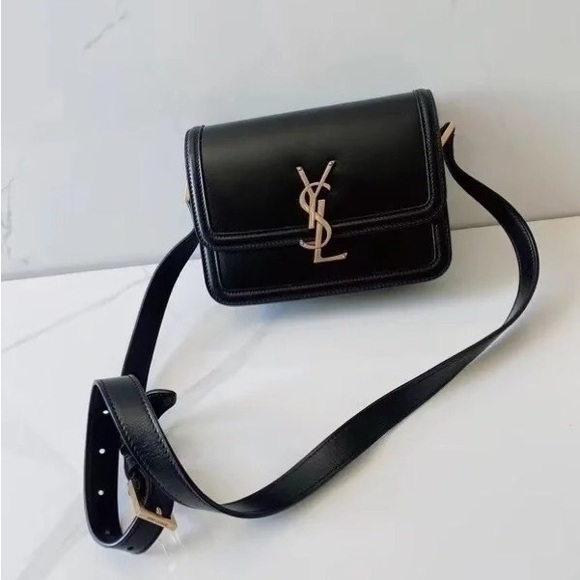 Yves Saint Laurent Black Crossbody Bag with Gold Logo - Picture 1 of 7